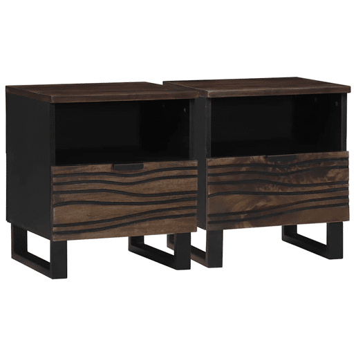 Lote de 2 Mesa De Cabeceira - Mesinha De Cabeceira com gaveta Nogueira 40 x 33 x 46 cm