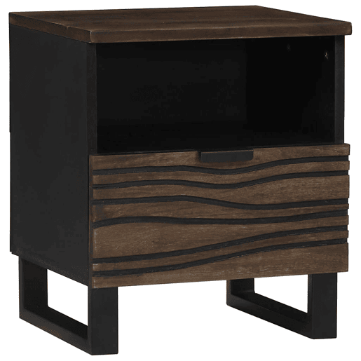 Lote de 2 Mesa De Cabeceira - Mesinha De Cabeceira com gaveta Nogueira 40 x 33 x 46 cm