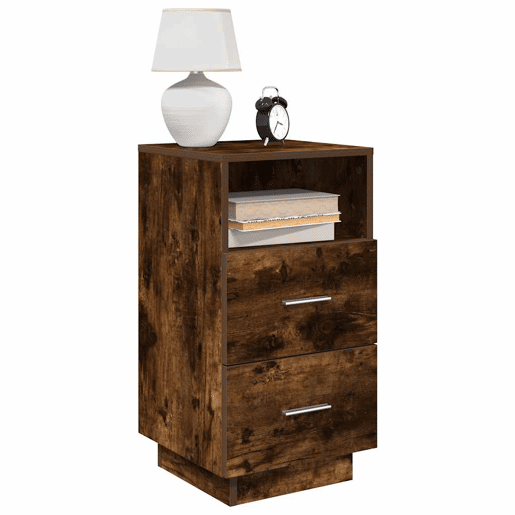 Lote de 2 Mesa De Cabeceira - Mesinha De Cabeceira com 2gavetas 36x36x68 cm carvalho fumado