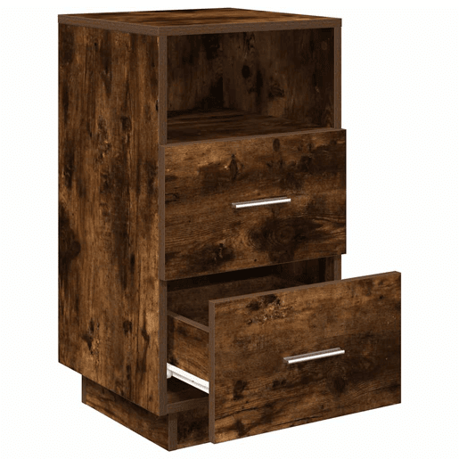 Lote de 2 Mesa De Cabeceira - Mesinha De Cabeceira com 2gavetas 36x36x68 cm carvalho fumado
