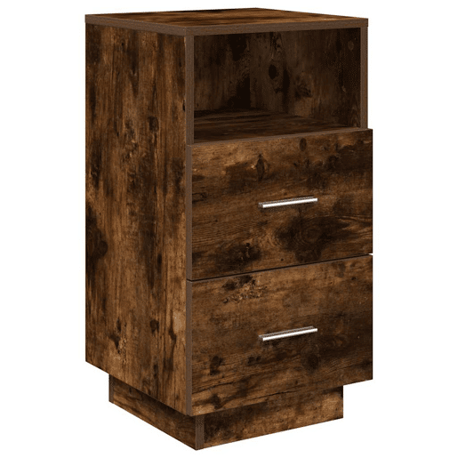 Lote de 2 Mesa De Cabeceira - Mesinha De Cabeceira com 2gavetas 36x36x68 cm carvalho fumado