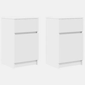 Lote de 2 Mesas De Cabeceira Mesinhas De Cabeceira - 39x35x65cm derivados de madeira branco