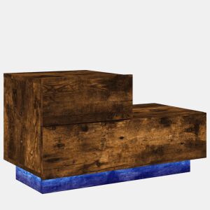 Mesa De Cabeceira - Mesinha De Cabeceira com luzes LED 70x36x40,5 cm carvalho fumado