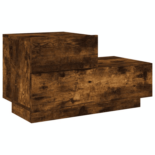 Mesa De Cabeceira - Mesinha De Cabeceira com luzes LED 70x36x40,5 cm carvalho fumado