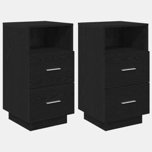 Lote de 2 Mesa De Cabeceira - Mesinha De Cabeceira com 2 gavetas 36x36x68 cm preto