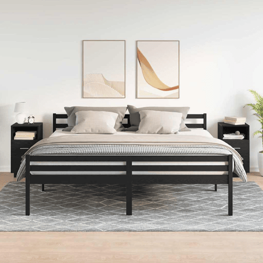 Lote de 2 Mesa De Cabeceira - Mesinha De Cabeceira com 2 gavetas 36x36x68 cm preto
