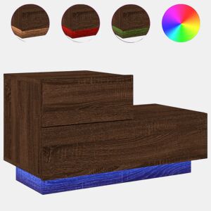 Mesa De Cabeceira - Mesinha De Cabeceira com luzes LED 70x36x40,5 cm carvalho castanho