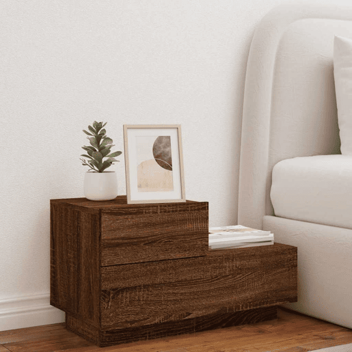 Mesa De Cabeceira - Mesinha De Cabeceira com luzes LED 70x36x40,5 cm carvalho castanho