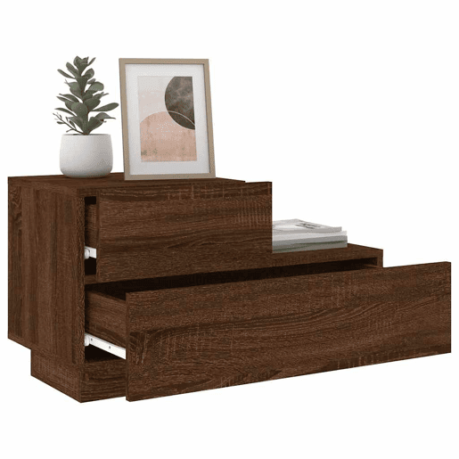 Mesa De Cabeceira - Mesinha De Cabeceira com luzes LED 70x36x40,5 cm carvalho castanho