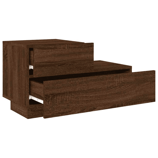 Mesa De Cabeceira - Mesinha De Cabeceira com luzes LED 70x36x40,5 cm carvalho castanho