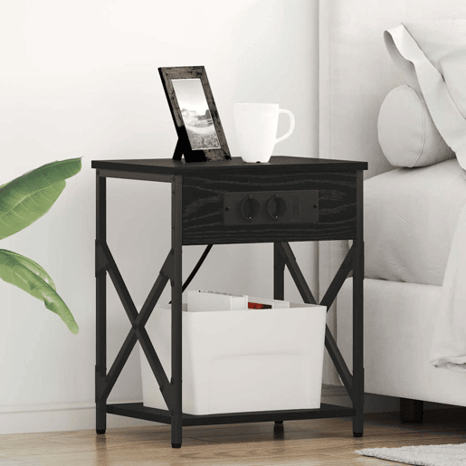 Mesa De Cabeceira - Mesinha De Cabeceira Carvalho preto 41 x 31 x 51 cm