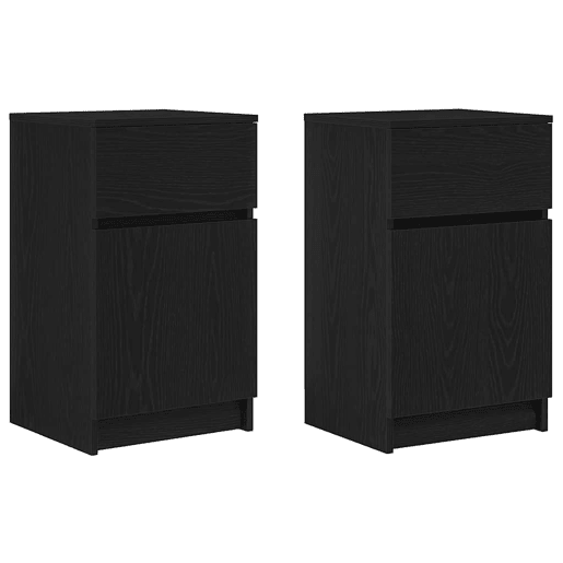 Lote de 2 Mesas De Cabeceira Mesinhas De Cabeceira - 39x35x65 cm derivados de madeira preto