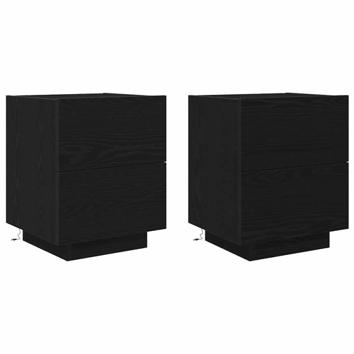 Lote de 2 Mesa De Cabeceira - Mesinha De Cabeceira com gaveta Carvalho preto 45 x 40 x 55 cm