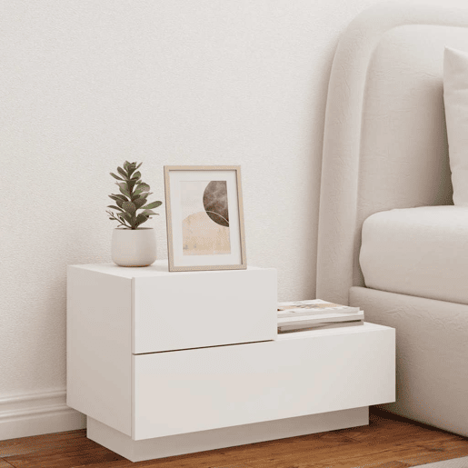 Mesa De Cabeceira - Mesinha De Cabeceira com luzes LED 70x36x40,5 cm branco