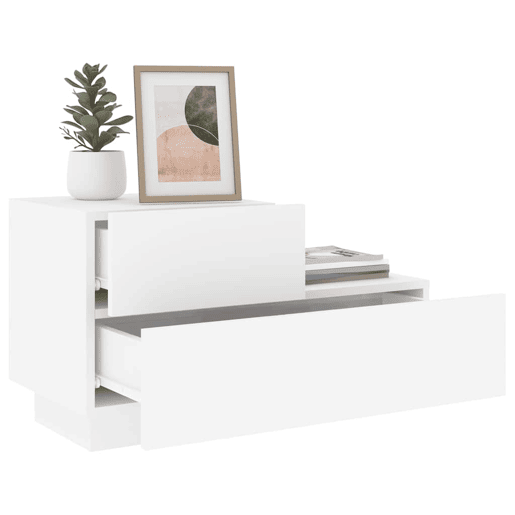 Mesa De Cabeceira - Mesinha De Cabeceira com luzes LED 70x36x40,5 cm branco