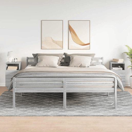 Lote de 2 Mesa De Cabeceira - Mesinha De Cabeceira com 2gavetas 36x36x68 cm cinzento sonoma