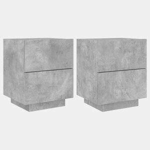 Lote de 2 Mesa De Cabeceira - Mesinha De Cabeceira c LEDs derivados madeira cinza cimento