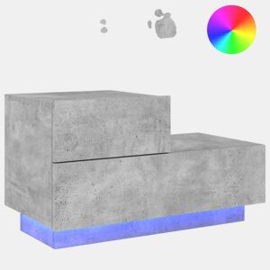 Mesa De Cabeceira - Mesinha De Cabeceira com luzes LED 70x36x40,5 cm cinzento-cimento