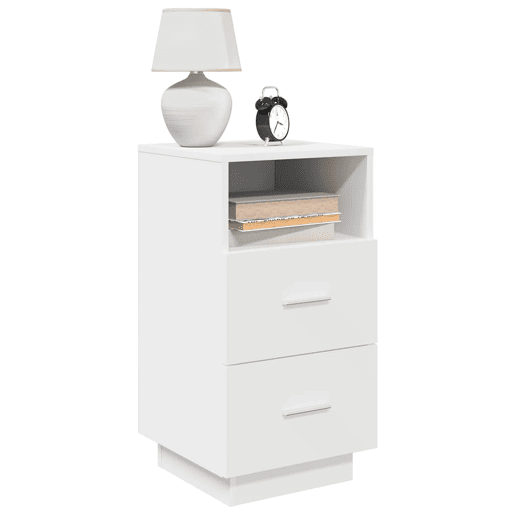 Lote de 2 Mesa De Cabeceira - Mesinha De Cabeceira com 2 gavetas 36x36x68 cm branco