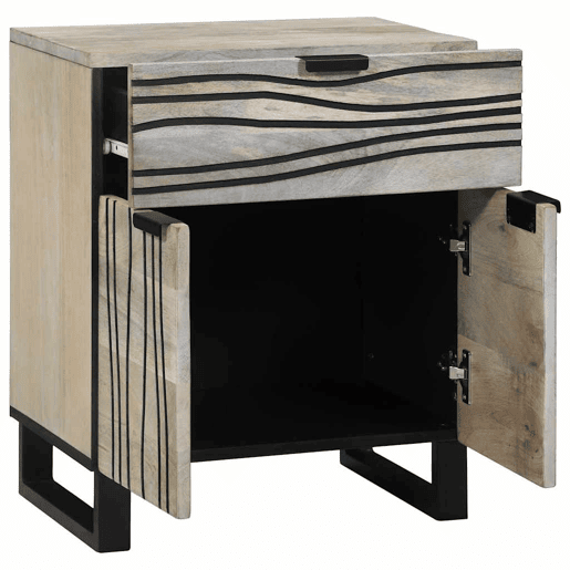 Mesa De Cabeceira - Mesinha De Cabeceira com gaveta Branco e preto 50 x 33 x 60 cm