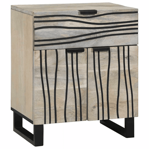 Mesa De Cabeceira - Mesinha De Cabeceira com gaveta Branco e preto 50 x 33 x 60 cm