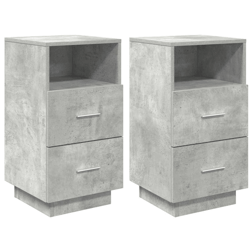 Lote de 2 Mesa De Cabeceira - Mesinha De Cabeceira c 2gavetas 36x36x68 cm cinzento cimento