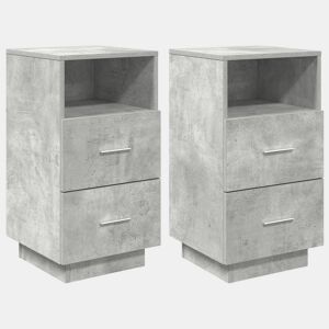Lote de 2 Mesa De Cabeceira - Mesinha De Cabeceira c 2gavetas 36x36x68 cm cinzento cimento