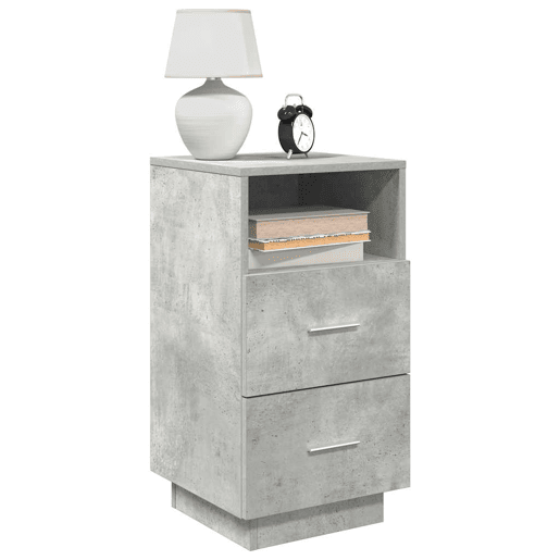 Lote de 2 Mesa De Cabeceira - Mesinha De Cabeceira c 2gavetas 36x36x68 cm cinzento cimento