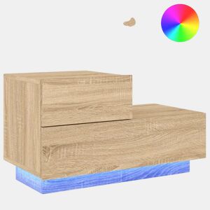 Mesa De Cabeceira - Mesinha De Cabeceira com luzes LED 70x36x40,5 cm carvalho sonoma