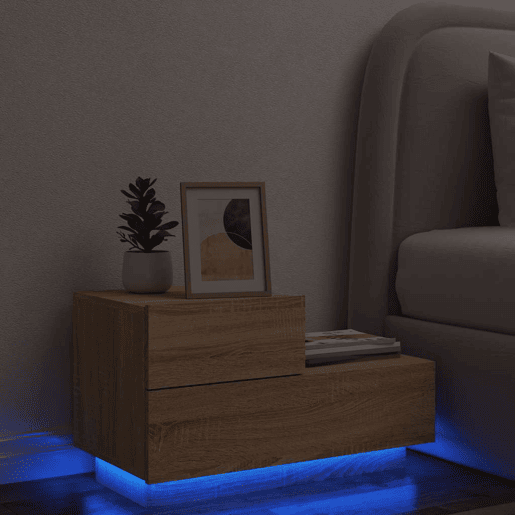 Mesa De Cabeceira - Mesinha De Cabeceira com luzes LED 70x36x40,5 cm carvalho sonoma