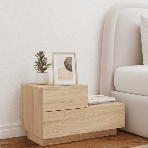 Mesa De Cabeceira - Mesinha De Cabeceira com luzes LED 70x36x40,5 cm carvalho sonoma