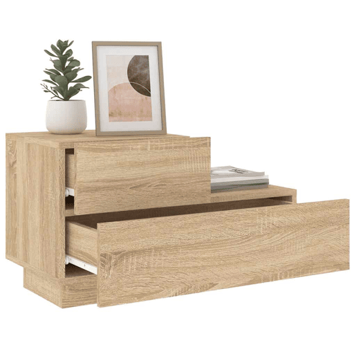 Mesa De Cabeceira - Mesinha De Cabeceira com luzes LED 70x36x40,5 cm carvalho sonoma