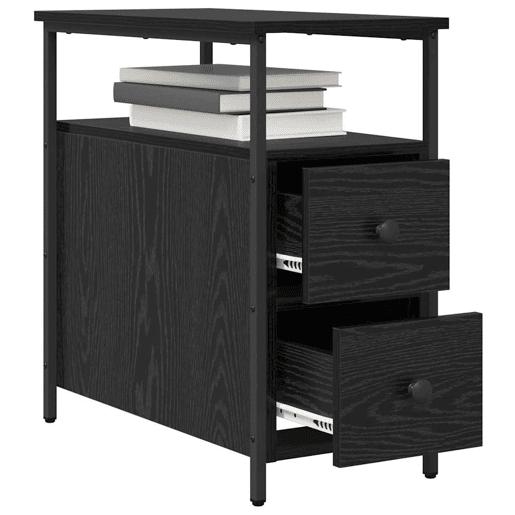 Mesa De Cabeceira - Mesinha De Cabeceira com gaveta Carvalho preto 30 x 60 x 60 cm