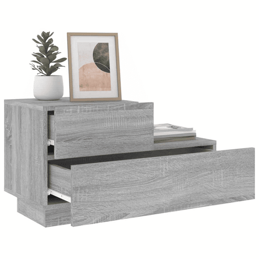 Mesa De Cabeceira - Mesinha De Cabeceira com luzes LED 70x36x40,5 cm cinzento-sonoma