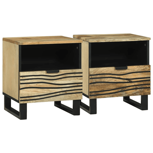 Lote de 2 Mesa De Cabeceira - Mesinha De Cabeceira com gaveta Castanho 40 x 33 x 46 cm