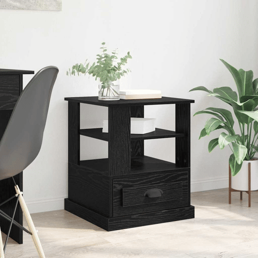 Mesa De Cabeceira - Mesinha De Cabeceira com gaveta Carvalho preto 50 x 50 x 60 cm