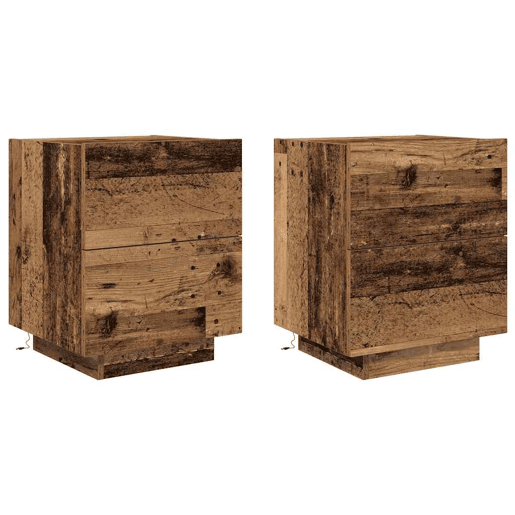 Lote de 2 Mesa De Cabeceira - Mesinha De Cabeceira com gaveta Madeira antiga 45 x 40 x 55 cm