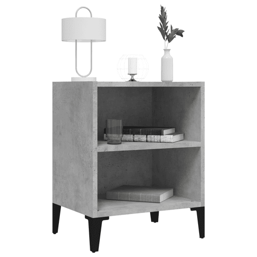 Mesa De Cabeceira - Mesinha De Cabeceira c pernas em metal 40x30x50 cm cinza cimento