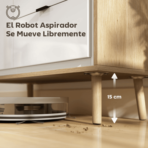 HOMCOM Aparador de Sala Moderno com 3 Gavetas Prateleira Ajustável e Pés em Madeira para Cozinha Entrada Quarto 80x35x77 cm Branco Brilhante e Carvalho
