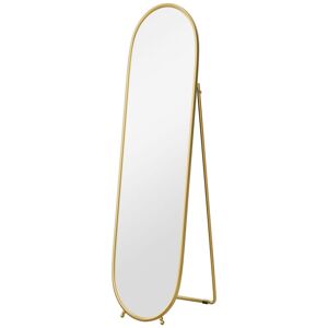 HOMCOM Espelho de Corpo Inteiro Oval 160x40 cm, Espelho de Pé com Suporte, 2 Modos de Utilização, Independente ou Encostado, para Sala, Entrada, Quarto, Closet, Dourado