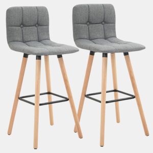 HOMCOM Conjunto de 2 Bancos de Bar Bancos Altos de Cozinha com Encosto Apoio para Pés Estilo Moderno Cadeiras Altas para Sala de Jantar 41,5x47x97,5 cm Cinzento