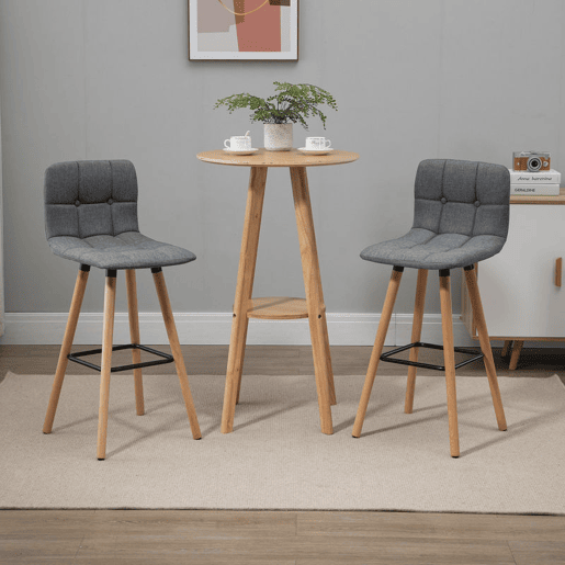 HOMCOM Conjunto de 2 Bancos de Bar Bancos Altos de Cozinha com Encosto Apoio para Pés Estilo Moderno Cadeiras Altas para Sala de Jantar 41,5x47x97,5 cm Cinzento