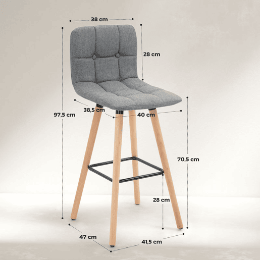 HOMCOM Conjunto de 2 Bancos de Bar Bancos Altos de Cozinha com Encosto Apoio para Pés Estilo Moderno Cadeiras Altas para Sala de Jantar 41,5x47x97,5 cm Cinzento