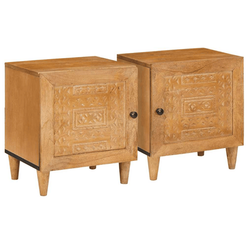 Lote de 2 Mesa De Cabeceira Mesinha De Cabeceira - Castanho-claro 40 x 33 x 46 cm