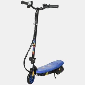 HOMCOM Trotinete Elétrica para Crianças de 7-14 Anos Dobrável Trotinete Elétrica Velocidade Máx. 12 kmh Motor 120 W Autonomia Máxima 10 km com Guiador Ajustável em Altura Farol LED e Travão 75x48x93-105 cm Azul