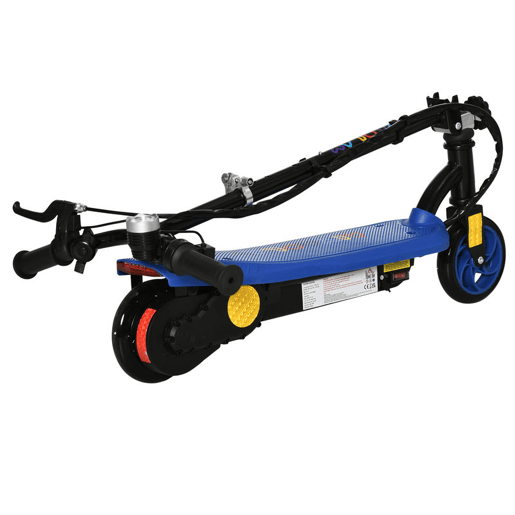 HOMCOM Trotinete Elétrica para Crianças de 7-14 Anos Dobrável Trotinete Elétrica Velocidade Máx. 12 kmh Motor 120 W Autonomia Máxima 10 km com Guiador Ajustável em Altura Farol LED e Travão 75x48x93-105 cm Azul