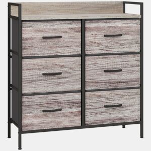 HOMCOM Cómoda com 6 Gavetas Dobráveis Cómoda de Tecido com Estrutura de Aço Estilo Industrial Cómoda para Quarto Corredor 79x29x85 cm Cinzento