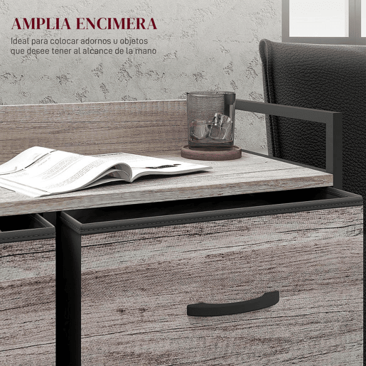 HOMCOM Cómoda com 6 Gavetas Dobráveis Cómoda de Tecido com Estrutura de Aço Estilo Industrial Cómoda para Quarto Corredor 79x29x85 cm Cinzento
