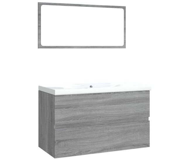 Vidaxl set de muebles de baño madera contrachapada gris sonoma