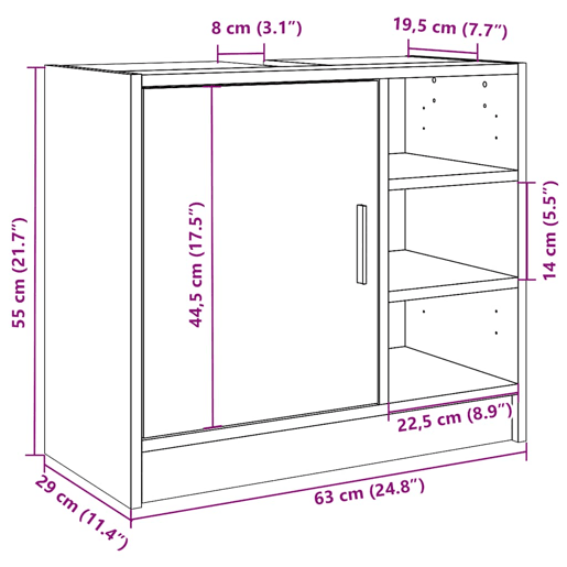 vidaXL Armário de lavatório 63x29x55 cm derivados de madeira branco